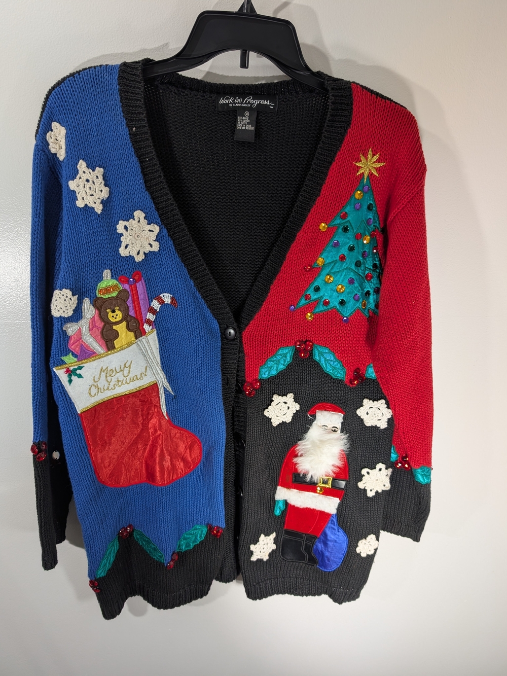 Work In Progress Women’s  Multicolor Christmas Cardigan Sweater Medium